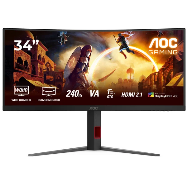 AOC CU34G4Z, Gaming-Monitor (86.4 cm (34 Zoll), schwarz (matt), WQHD, Fast-VA, Curved, USB-Hub, HDR, 240Hz Panel) - Bild 2