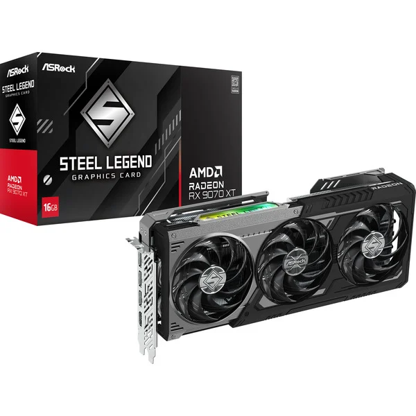 ASRock Radeon RX 9070 XT Steel Legend Dark 16GB, Grafikkarte