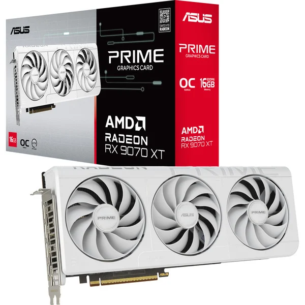 ASUS Radeon RX 9070 XT PRIME WHITE OC Edition, Grafikkarte