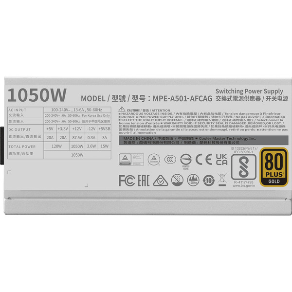 Cooler Master MWE 1050 V2 White, PC-Netzteil - Bild 5