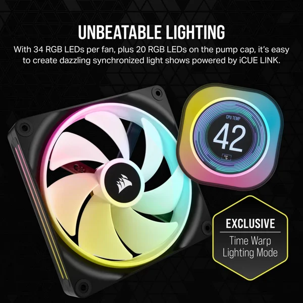 Corsair iCUE LINK H170i LCD Liquid CPU Cooler Generalüberholt, Wasserkühlung - Bild 3