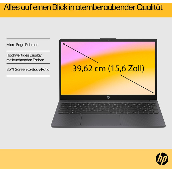 HP 15-fc0065ng, Notebook (schwarz, AMD Ryzen 5 7430U, AMD Radeon Graphics, 32 GB DDR4, 512 GB (512 GB SSD), ohne Betriebssystem) - Bild 7