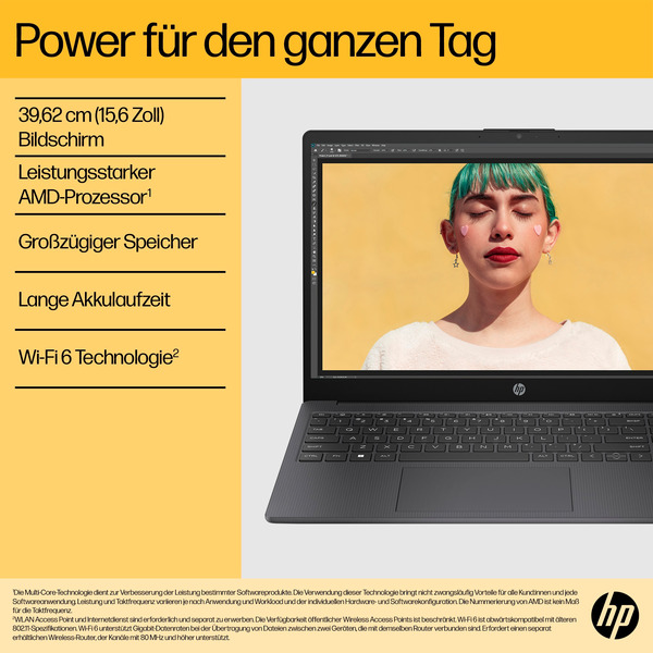 HP 15-fc0065ng, Notebook (schwarz, AMD Ryzen 5 7430U, AMD Radeon Graphics, 32 GB DDR4, 512 GB (512 GB SSD), ohne Betriebssystem) - Bild 9