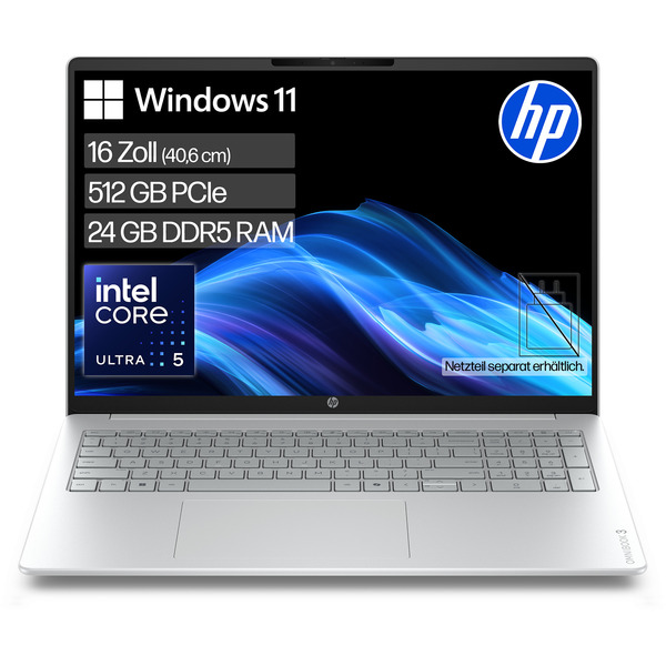 HP OmniBook 3 16-bu0055ngx, Notebook (silber, Intel® Core™ Ultra 5 225U, Intel® Graphics, 24 GB DDR5, 512 GB (512 GB SSD), Windows 11 Home) - Bild 2