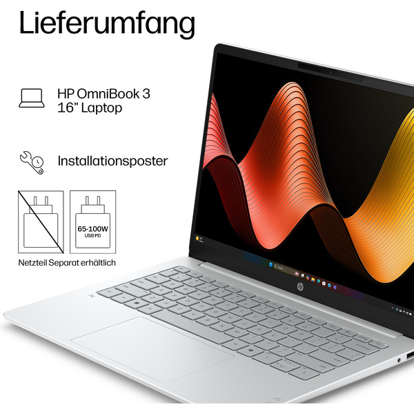 HP OmniBook 3 16-bu0055ngx, Notebook (silber, Intel® Core™ Ultra 5 225U, Intel® Graphics, 24 GB DDR5, 512 GB (512 GB SSD), Windows 11 Home) - Bild 13