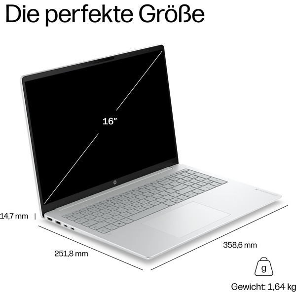 HP OmniBook 3 16-bu0055ngx, Notebook (silber, Intel® Core™ Ultra 5 225U, Intel® Graphics, 24 GB DDR5, 512 GB (512 GB SSD), Windows 11 Home) - Bild 6