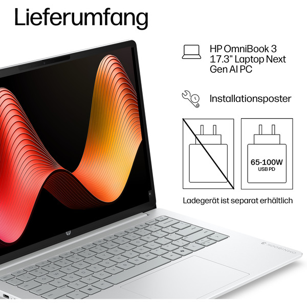 HP OmniBook 3 17-dg0050ngx, Notebook (silber, Intel® Core™ Ultra 5 225U, Intel® Graphics, 8 GB DDR5, 256 GB (256 GB SSD), Windows 11 Home) - Bild 16