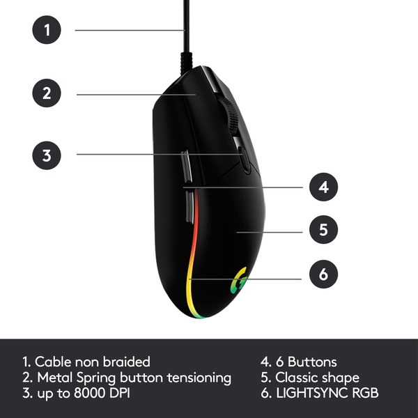 Logitech Gaming G203 LIGHTSYNC, Gaming-Maus - Bild 6