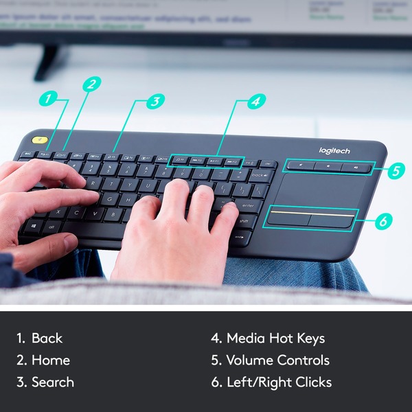 Logitech Wireless Touch Keyboard K400 Plus, Tastatur - Bild 3