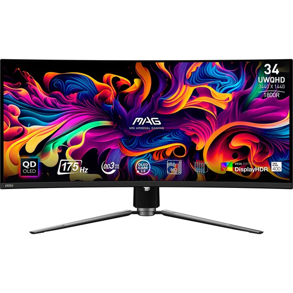 MSI MAG 341CQPDE QD-OLED, Gaming-Monitor (86.8 cm (34.2 Zoll), schwarz, UWQHD, QD-OLED, Curved, Adaptive-Sync, HDR, 175Hz Panel) - Bild 2