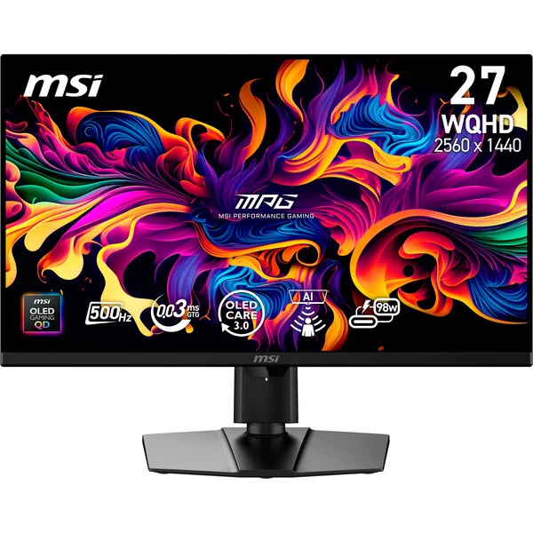 MSI MPG 271QRDE QD-OLED X50, Gaming-Monitor (67.3 cm (26.5 Zoll), schwarz, WQHD, HDMI, DP, USB-C, 500Hz Panel) - Bild 2