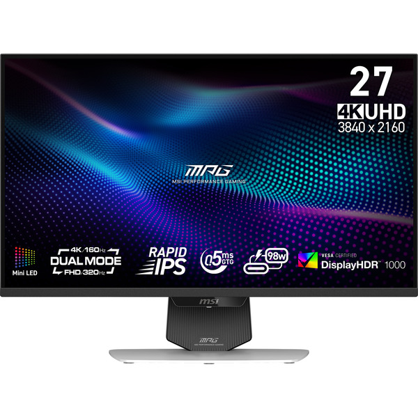 MSI MPG 274URDFWDE E16M QLED, Gaming-Monitor (68.6 cm (27 Zoll), weiß/schwarz, UltraHD/4K, Rapid-IPS, Dual-Mode (FHD 320Hz / 4K 160Hz), Mini-LED, 160Hz Panel) - Bild 5