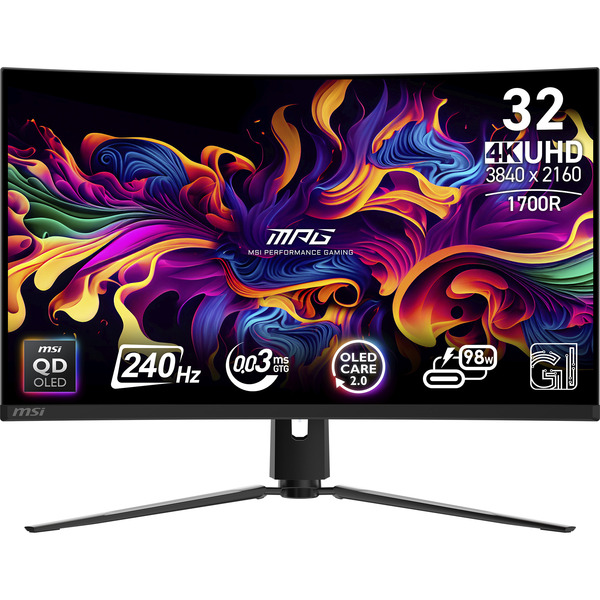 MSI MPG 321CURXDE QD-OLED, Gaming-Monitor (80 cm (31.5 Zoll), schwarz, UltraHD/4K, QD-OLED, Curved, USB-Hub, KVM, 240Hz Panel) - Bild 4