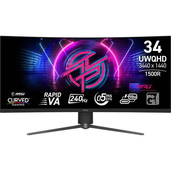 MSI MPG 346CQRFDE X24, Gaming-Monitor (86.4 cm (34 Zoll), schwarz, UWQHD, Rapid-VA, Curved, HDMI, DP, USB-C, 240Hz Panel) - Bild 2