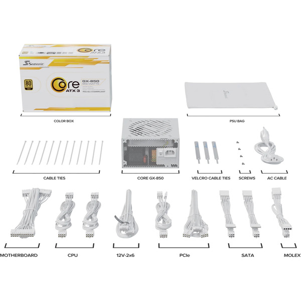 Seasonic CORE GX-850-V2-WHITE 850W, PC-Netzteil - Bild 8