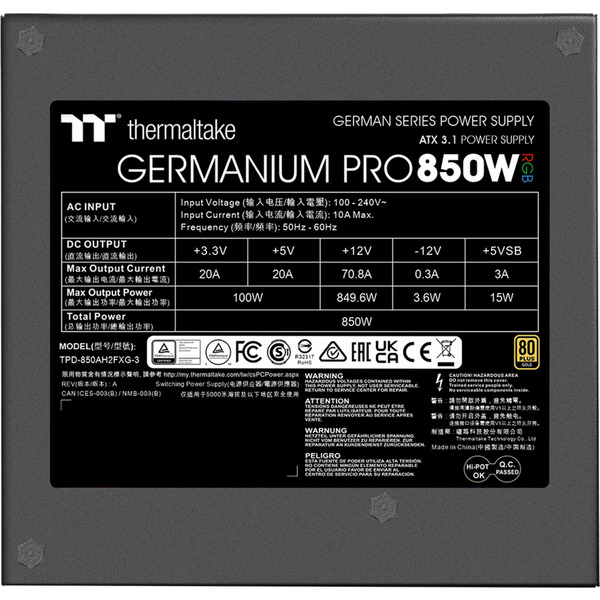 Thermaltake Germanium Pro RGB 850W, PC-Netzteil - Bild 11