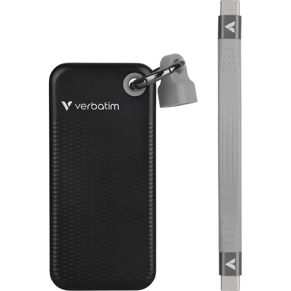 Verbatim Pocket SSD 1 TB, Externe SSD (schwarz/grau, USB-C 3.2 Gen 2 (10 Gbit/s), mit Schlüsselring und Kabelhalter) - Bild 2
