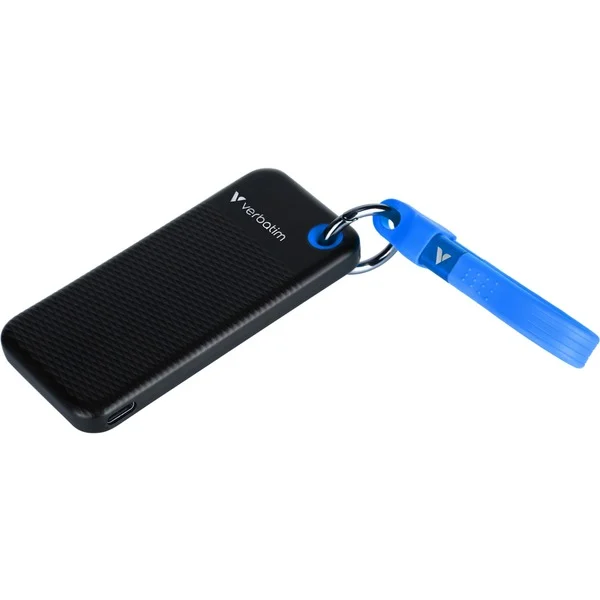 Verbatim Pocket SSD 1 TB, Externe SSD (schwarz/blau, USB-C 3.2 Gen 2 (10 Gbit/s), mit Schlüsselring und Kabelhalter) - Bild 3