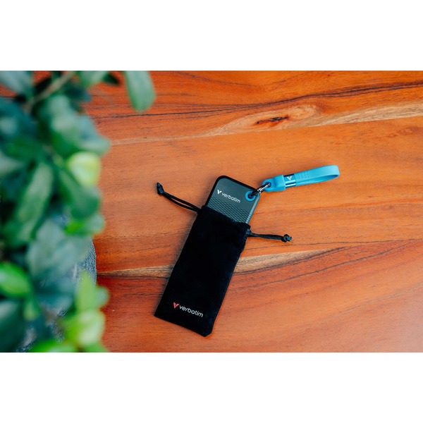 Verbatim Pocket SSD 2 TB, Externe SSD (schwarz/blau, USB-C 3.2 Gen 2 (10 Gbit/s), mit Schlüsselring und Kabelhalter) - Bild 5