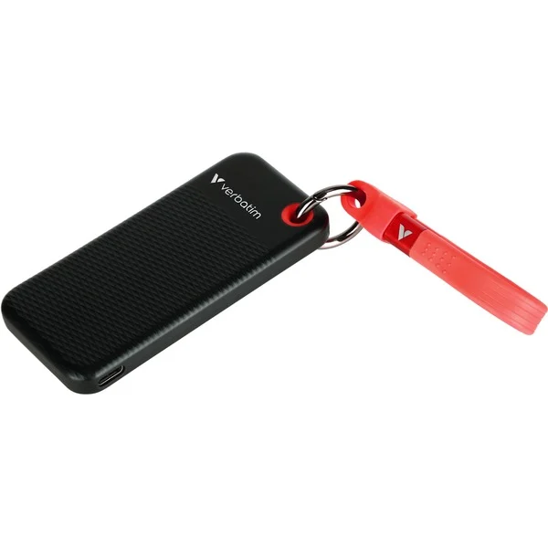 Verbatim Pocket SSD 2 TB, Externe SSD (schwarz/rot, USB-C 3.2 Gen 2 (10 Gbit/s), mit Schlüsselring und Kabelhalter) - Bild 3