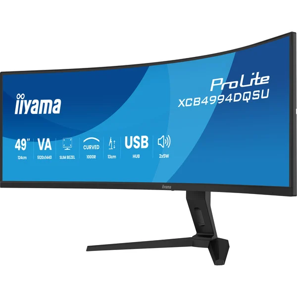 iiyama ProLite XCB4994DQSU-B1, LED-Monitor (124 cm (49 Zoll), schwarz (matt), DQHD, VA, Curved, HDMI, DP, USB-C, USB-Hub, 120Hz Panel) - Bild 3